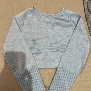 Light blue cropped workout top